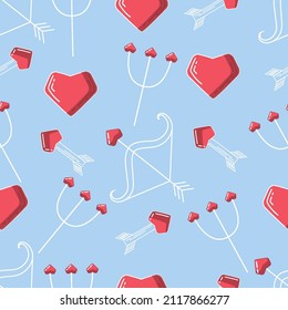 süßes Muster für den Valentinstag, Sackgasse, Engel und Dämon, Stoffdruck oder Postkarte, Bogen und Pfeil