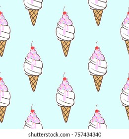 Cute pattern with vanilla ice cream