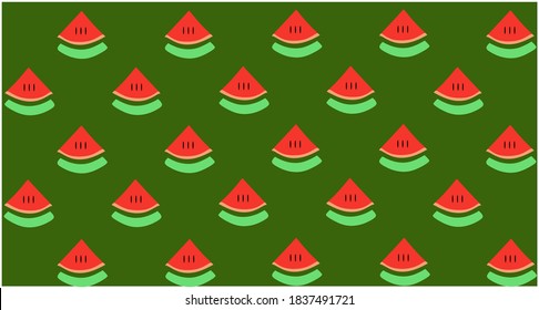 Geruchsmuster mit Wassermelonen-Scheiben. Leckerer Sommerhintergrund. Kann für Tapete, Banner, Poster verwendet werden. Köstliche gesunde Früchte. Vektorgrafik