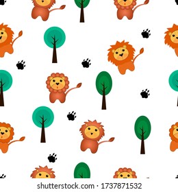 Cute pattern wild animal  lion