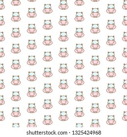 Cute pattern withhippo head background - Vector