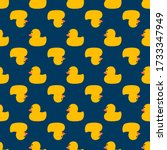 Cute pattern with yellow ducks on a blue background