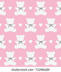 Cute patterned bears seamless pattern design. Vector illustration.
