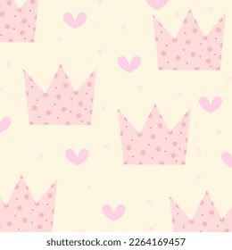 
Cute patterned crown in pastel tones, hearts, floral patterns
