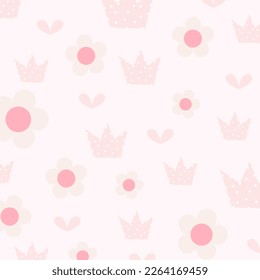 
Cute patterned crown in pastel tones, hearts, floral patterns
