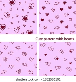 Cute patterns with bright hearts