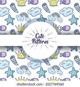 Cute patterns with doodles cartoons background