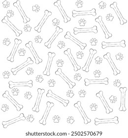 cute patterns made from bones for dogs and black and white dog paws
