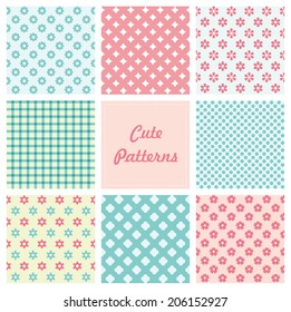 cute patterns set design. vector illustration