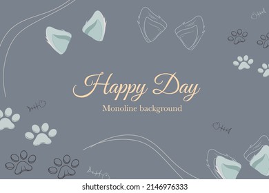 cute paw cat cartoon template background card