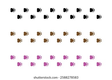 cute paw footprints track vector pattern