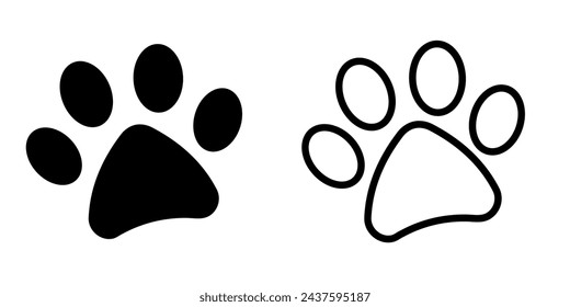 Cute paw icon set, isolated vector illustration design