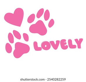 Cute paw logo hand drawn vector iluustration pink color