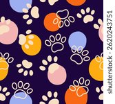 Cute paw pattern background vector design