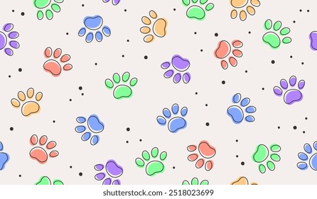 Cute paw pattern background vector design