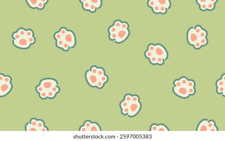 Cute paw pattern background vector design