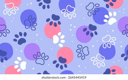 Cute paw pattern background vector design