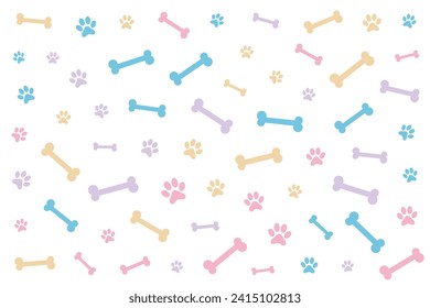 cute paw and pone pattern background design vector