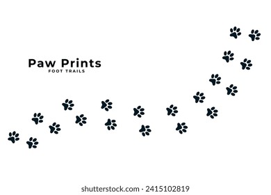 cute paw print trail white background design vector