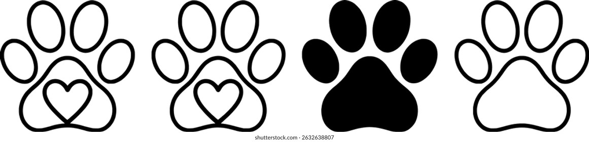Cute paw prints with hearts pet love design