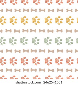 Cute paw prints lovely paw prints pattern. Seamless fabric design pattern