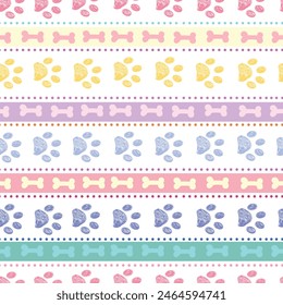 Cute paw prints pastel colored lovely paw prints pattern. Seamless fabric design pattern II