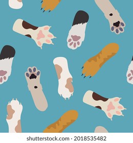 Manzanas de gatos de diferentes colores sin costura. Ilustración. de estilo plano.