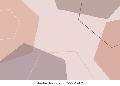 Cute peach background with elegant decoration with intersecting hexagons. Adorable luxury texture. Vector illustration