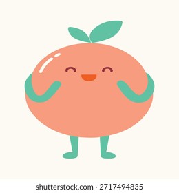 Cute peach character clapping hands coral and mint flat illustration ideal for applause themes celebration graphics and friendly branding