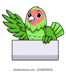 Cute peach faced love bird cartoon waving hand