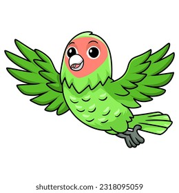 Cute peach faced love bird cartoon flying