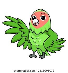 Cute peach faced love bird cartoon waving hand
