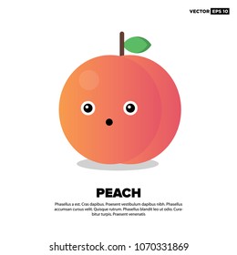 Cute Peach Fruit Vector Illustration with Smiley face