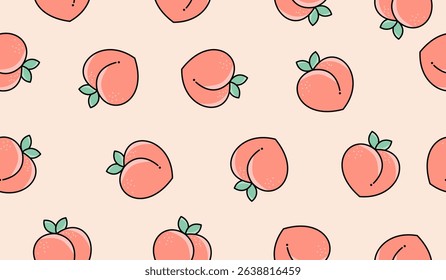 Cute peach fruits pattern background vector design