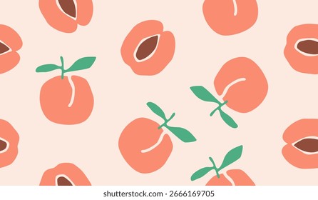 Diseño lindo del Vector del fondo del patrón de las frutas del melocotón