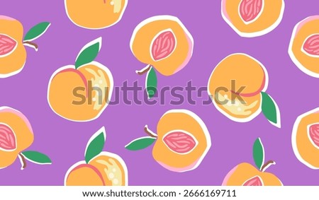 Cute peach fruits pattern background vector design