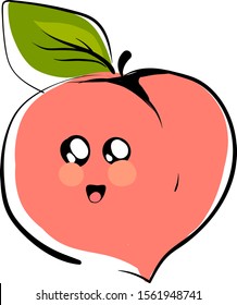 Cute peach, illustration, vector on white background.