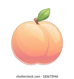 Cute peach with leave illustration