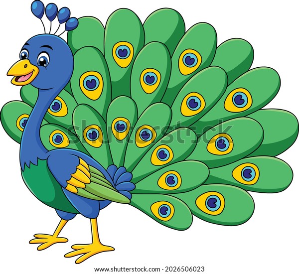 Cute Peacock Bird Cartoon Vector Illustration Stock Vector (Royalty ...