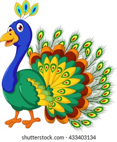 cute Peacock cartoon posing
