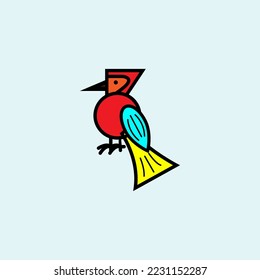 Cute Peacock Cartoon. Vector illustration, isolated, on blue background.	