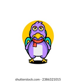 Cute peacock mascot cartoon logo illustration 