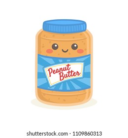 Cute Peanut Butter Bottle Jar Vector Illustration Cartoon Smile