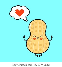Cute peanut cartoon character blowing a kiss thinking about love