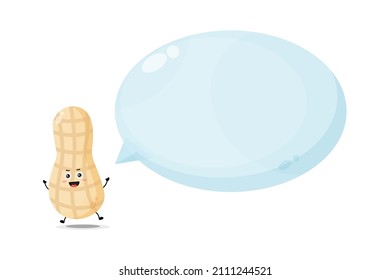 Cute peanut character with bubble speech