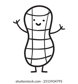 Lindo maní. Diseño de Vector. Color negro. Ilustración dibujada a mano sobre fondo blanco.