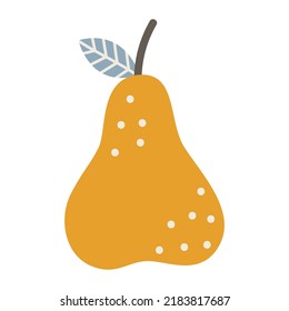 Cute pear in boho style. Print for nursery decor. Scandinavian style kids room decoration. Vector illustration
