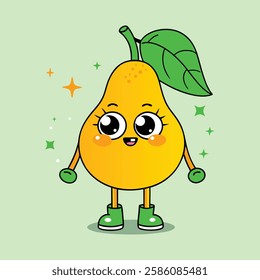 Cute Pear Cartoon Character Illustration