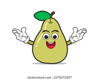 cute pear cartoon character, mascot vector illustration