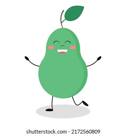 Cute pear, cartoon. Vector illustration.